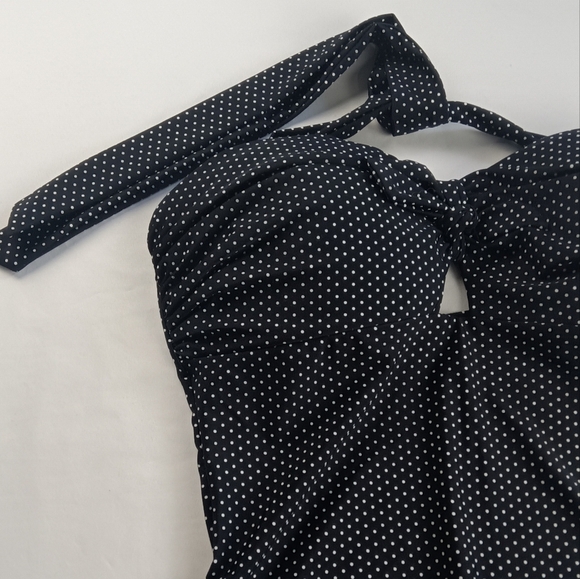 Unique Vintage XL 50'S STYL BEACH BABE Women's Swim Suit NWT BLACK W/ WHITE DOTS - Picture 3 of 16